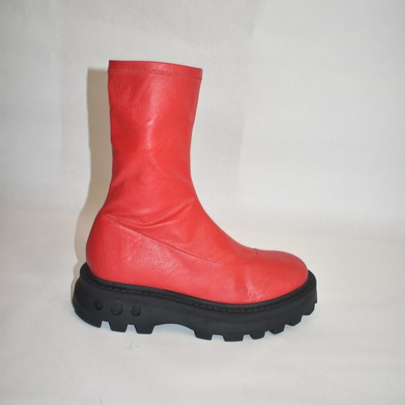 SIMON MILLER Vegan Leather Scrambler Boot Boots Red Size 39 9 US - Picture 3 of 10